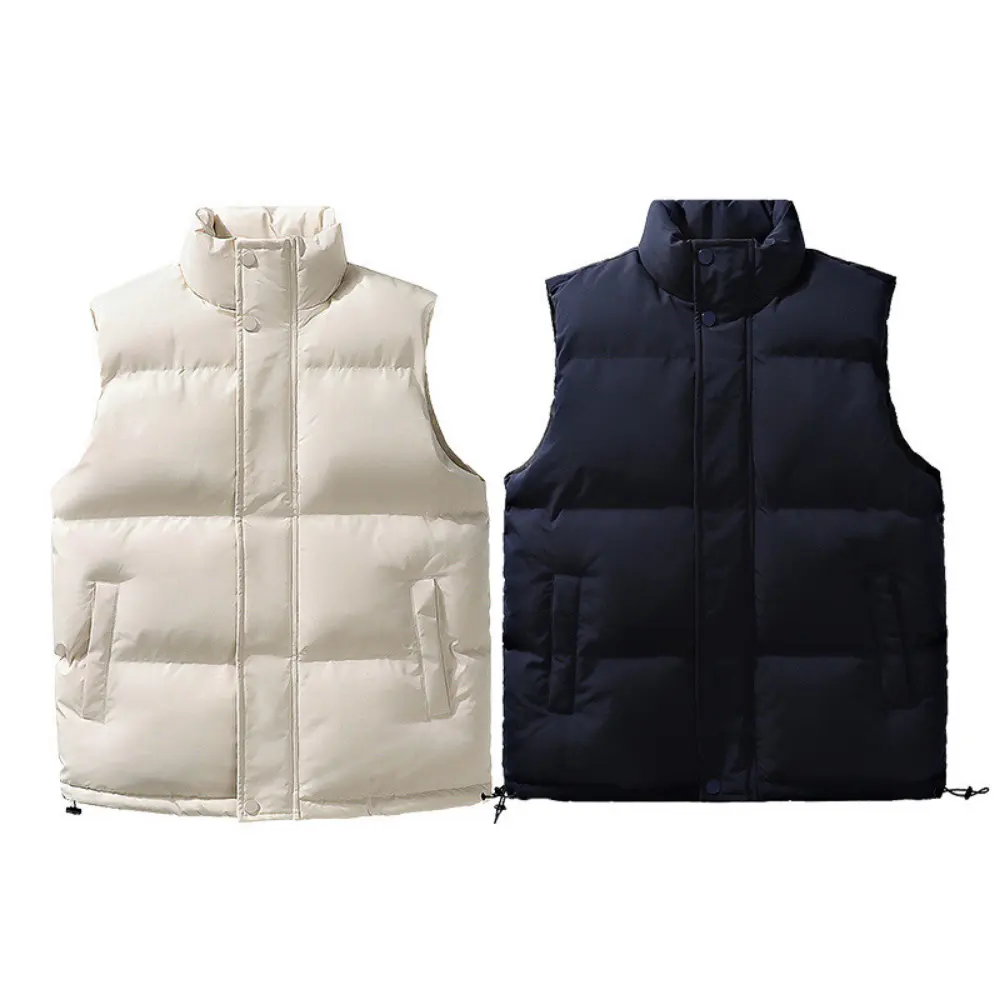 OEM Custom Logo Sleeveless Hooded Bubble Puffer Vest Jacket Waistcoats Warm Winter Men Vest For Men