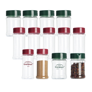 PET plastic spice container spice jars salt shakers seasoning bottles herb shaker with lids