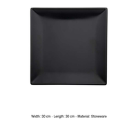 Assiette plate carrée Boston noire 30 × 30 cm en grès M1934 1705