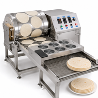 Machine automatique à crêpes fines et galettes à grande capacité, à moteur, pour la production de wraps et de pains plats, avec tambour rotatif