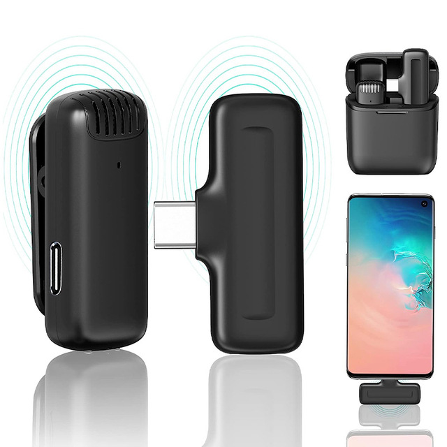 J13 Dual Wilress Mic for Vlogging Phone Wireless lavalier microphone with charging case micro tie for video recording interview