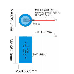 Li-SCLO2 3,6 v <span class=keywords><strong>1</strong></span>/2 AA <span class=keywords><strong>ER14250</strong></span> литиевая батарея с проводами и разъемы круглые светодиодные лампы - Product Image 2