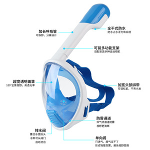 Máscara de Snorkel para Niños Asy, Máscara de Buceo de Cara Completa con Tubo de Respiración Seco, Antivaho, Equipo de Buceo para Niños, Uso Subacuático - Product Image 3