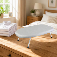 Planche à repasser de bureau pliable minimaliste moderne de petite taille avec cadre en acier au carbone et plateau en PP pour la maison/le dortoir - Tissu argenté