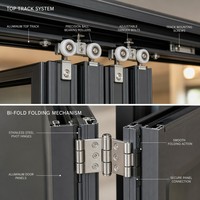 Porte pliante en aluminium à rupture de pont thermique, grille noire moderne, sur mesure, pour cloisonnement intérieur de bureaux commerciaux