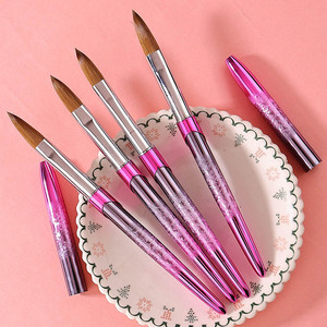 Pinceau à ongles en acrylique 100% pur Kolinsky avec manche métallique violet dégradé, marque privée OEM, pour extension de poudre de cristal et peinture - Product Image 4