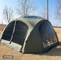 Tente de camping gonflable en gros, colonne d'air, imperméable, coupe-vent, Oxford 210D, 12,5 ㎡   Tente de camping gonflable en forme de dôme à 8 portes