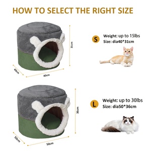 Cama para mascotas iglú 2 en 1, sofá lavable de estilo moderno para perros y gatos, patrón sólido, fieltro y gamuza para viajes al aire libre - Product Image 2