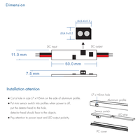 Interrupteur de porte à capteur LED mini Skydance E1-D 4A, sortie 12-24V, connecté directement à la bande LED basse tension