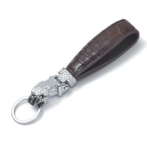 Crocodile Leather <b>Car</b> Keychain Zinc Alloy Metal <b>Key</b> <b>Ring</b> For Men Women Home Use Business Gift Customizable - Product Image 1