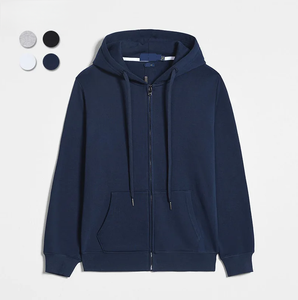 TYZX 100% puro algodón Casual Joker Polo patrón sólido cremallera con capucha para otoño de gran tamaño hombres mujeres doble cremallera Sudadera con capucha # - Product Image 1