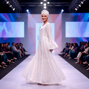 Hermoso Vestido Maxi de Algodón Blanco de Corte Regular con Manga Larga, Bordado de Encaje y Patrón Floral de Lujo, Ropa Étnica Africana - Product Image 5