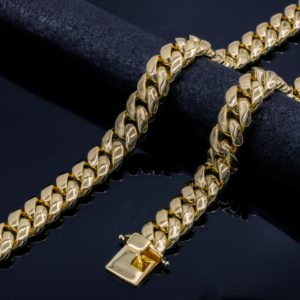 Collar bañado en <span class=keywords><strong>oro</strong></span> de <span class=keywords><strong>18</strong></span> quilates estilo hip-hop para <span class=keywords><strong>hombre</strong></span> y mujer, Gargantilla, estilo cubano, Europa y Estados Unidos - Product Image 1
