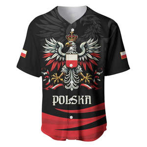 Día DE LA Constitución de <span class=keywords><strong>Polonia</strong></span> Jersey de béisbol <span class=keywords><strong>Escudo</strong></span> DE ARMAS Estilo Grunge Venta al por mayor MOQ bajo Camisetas de béisbol de gran tamaño con botones - Product Image 6
