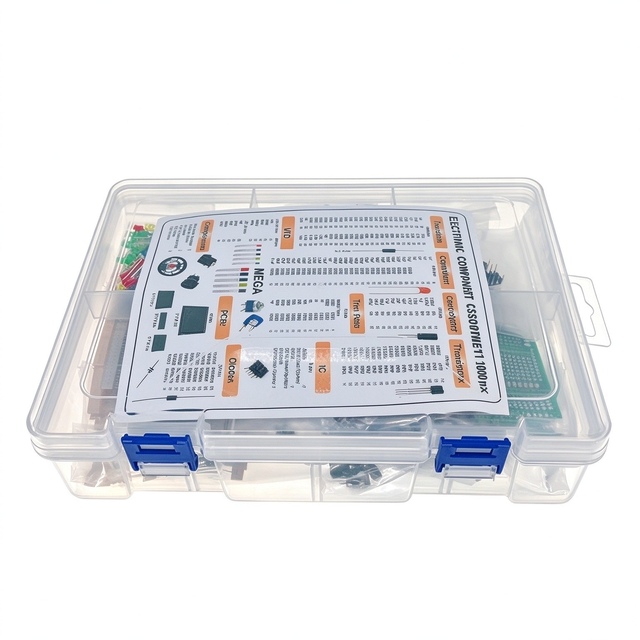 1900 Pcs Mega Electronic Component Kit Including Assortment + Capacitors + Resistors + LED + Transistors + DC Jacks + PCB +opamp
