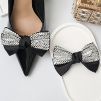 Boucle de chaussure amovible DIY polyvalente avec nœud et strass, faite à la main, pour talons, accessoire floral de mariage, toutes saisons