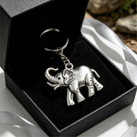 Porte-clés éléphant 3D réaliste et noble, thème safari, breloque vintage argentée pour sac, cadeau souvenir porte-bonheur