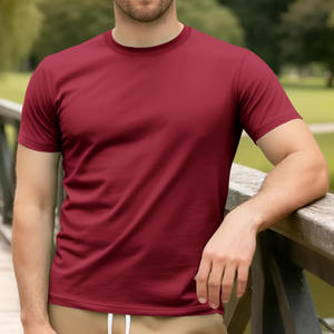 Camiseta de manga corta con cuello redondo de color liso para hombre, ropa informal transpirable de algodón puro para el tiempo libre, camisetas de verano - Product Image 2