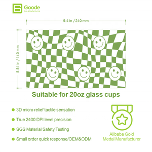 Autocollant pour gobelet isotherme Goode Transfer, imperméable, 20 oz, écologique, PET, impression visage souriant vert trèfle de la Saint-Patrick, UV DTF - Product Image 2