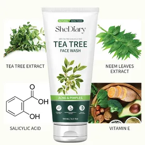 SheDiary Nettoyant pour le visage pour la peau sèche Nettoyant pour le visage à l'arbre à thé en profondeur avec contrôle de l'acné Huile hydratante-Contrôle et traitement anti-acné