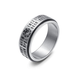 Retro Ethnic Style Gold Rotating Titanium Steel Bagua <b>Ring</b> Unisex Anxiety Relief Jewelry Gift Geometric Design - Product Image 5