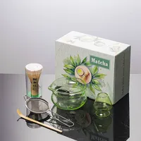 Ensemble de thé matcha Kung Fu en verre à arc, style japonais et minimaliste, résistant à la chaleur, écologique, avec support de séparation, pour un usage domestique
