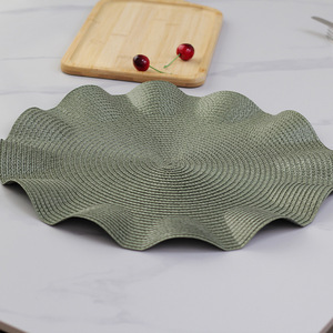 Top bán hiện đại lượn sóng cạnh bàn ăn placemat PP dệt vòng Ruffle rắn màu sắc thân thiện với môi cho nhà hàng nhà khách sạn trang trí nội thất - Product Image 3