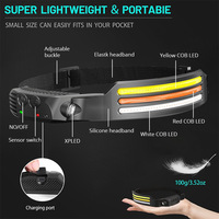 Senter LED Induktif Xinsite 1000-Lumen yang Dipasang di Kepala, Rating IP65, Bodi Karet Silikon, Sumber Cahaya Cob untuk Berkemah, Tahan Air