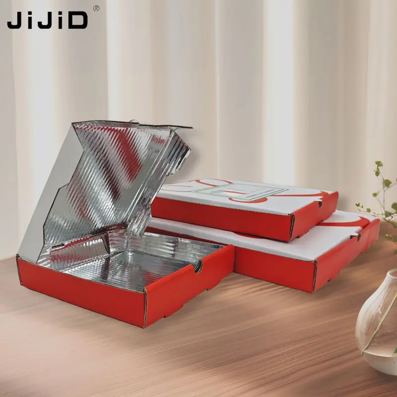 JiJiDさまざまなサイズのカスタム安いピザボックスロゴ付き段ボールカスタムピザボックス卸売ピザボックス