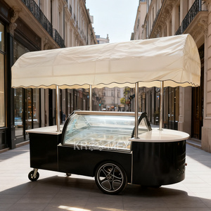 OEM Commercial Mini Frozen Display Electric Fiberglass Food Trailer Gelato Beach Freezer Hand Cart <b>Push</b> Carts for Ice Cream - Product Image 1