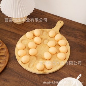 Mu Yujia Wooden Egg <b>Tray</b> With Handle Divided Compartments For Egg <b>Storage</b> - Product Image 4