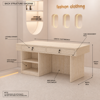 Comptoir d'accueil écologique carré cannelé avec base lumineuse LED et tiroirs de rangement – Ensemble complet pour salon de beauté, spa, usage commercial moderne
