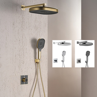 Ensemble de mitigeur de système de douche à tête ronde dissimulé à 2 fonctions pour salle de bain