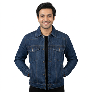 Veste en jean pour hommes Vintage Patchwork Design col rond Style décontracté 100 pour cent coton printemps automne vêtements d'extérieur - Product Image 1