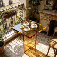 Moderner Luxus-Beistelltisch aus Bernstein-Acryl in Enterprise-Qualität, Quadratischer Transparenter Couchtisch für Hotel- und Villenprojekte