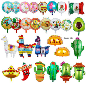 Ballons en aluminium en gros pour la fête mexicaine, le carnaval, le Cinco de Mayo : Taco, Alpaca, Cactus, <span class=keywords><strong>Sombrero</strong></span>, Mylar – Fournitures de décoration pour fêtes - Product Image 1