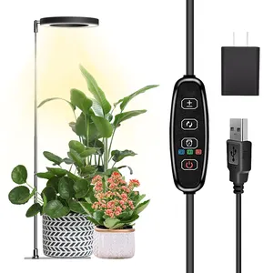 Luz LED para cultivo con diodo de 10W, luz de mesa para plantas pequeñas regulable con temporizador, luces LED de color negro para plantas caseras