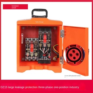 Portable Three-Phase Power Box with DZ15 Leak Protector, 32A Output, Orange ABS Shell for Temporary Site Use - Product Image 3