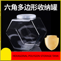 Bocaux de rangement hexagonaux en PET pour bonbons et biscuits, contenances variées (850ml, 1500ml, 2150ml, 3600ml, 3800ml, 4300ml, 6200ml)