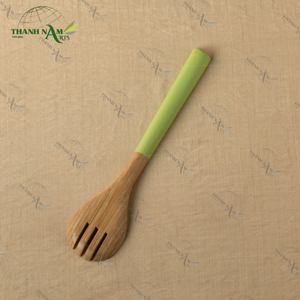 Cuillère à salade en bambou vert écologique de haute qualité, ensemble d'ustensiles, cuillère à salade, fourchette à salade pour hôtel et restaurant - Product Image 2