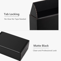 Cajas de correo de papel Kraft negras personalizadas, cartón corrugado de flauta electrónica, impresión en relieve impermeable para cuidado personal y cosméticos
