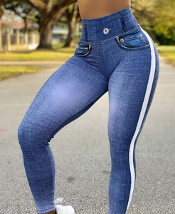 Autumn Fashionable Sporty Pencil Pants <strong>Basic</strong> Mid-waist Skinny <strong>Trousers</strong> With Printed Yoga Style Sweet Long Pants - Product Image 5