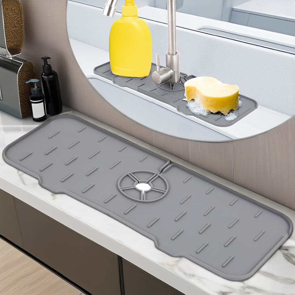 ONNIXZ Tappetino sotto lavello da cucina, impermeabile, in silicone resistente, tappetino protettivo per lavello cucina e bagno, tappetino antigoccia per perdite (nero, 78,7 x 55,9 cm