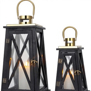 Lanterne décorative en bois avec couvercle en métal, idéale pour créer une ambiance romantique sur la table, meilleurs prix - Product Image 1