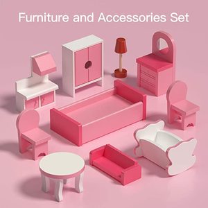 Maison en bois à construire soi-même, ensemble de meubles de jeu d'imitation, jouets unisexes <span class=keywords><strong>Dreamhouse</strong></span> avec accessoires CPS, pour les enfants de 2 à 13 ans - Product Image 3