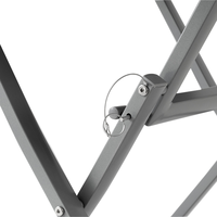 Table d'appoint carrée pliable en verre trempé, avec cadre métallique gris en X, pour patio extérieur