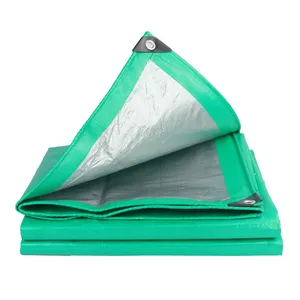 Grass green silver color fabric tarpaulin covers 100% New Material polypropylene Coated Double Sides HDPE Tarpaulin sheet
