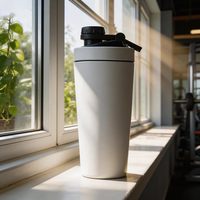 Shaker en acier inoxydable 304 finition mate premium, bouteille à protéines en métal avec agitateur intégré, sans boule, sans bruit, mélangeur de sport, coffret cadeau