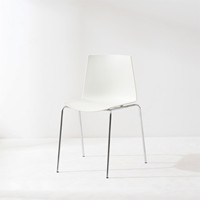 Chaise de salle à manger en métal blanche empilable sans accoudoirs, style nordique moderne, pour cuisine, café, conférence, négociation et discussion, vente en gros directe usine