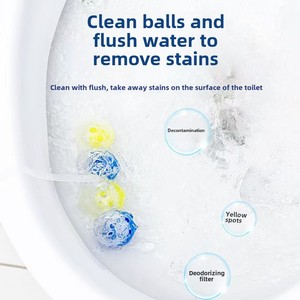 Blue <strong>Bubble</strong> <strong>Cleaner</strong> Hanging Toilet 4-Gel Balls Fragrant Deodorizer Toilet Cleaning Ball - Product Image 3